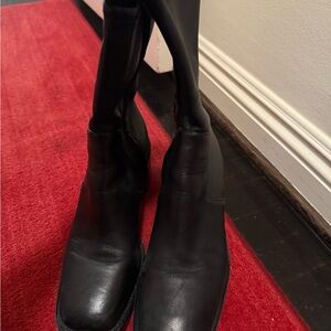 Black Women's Leather Knee-High Boots